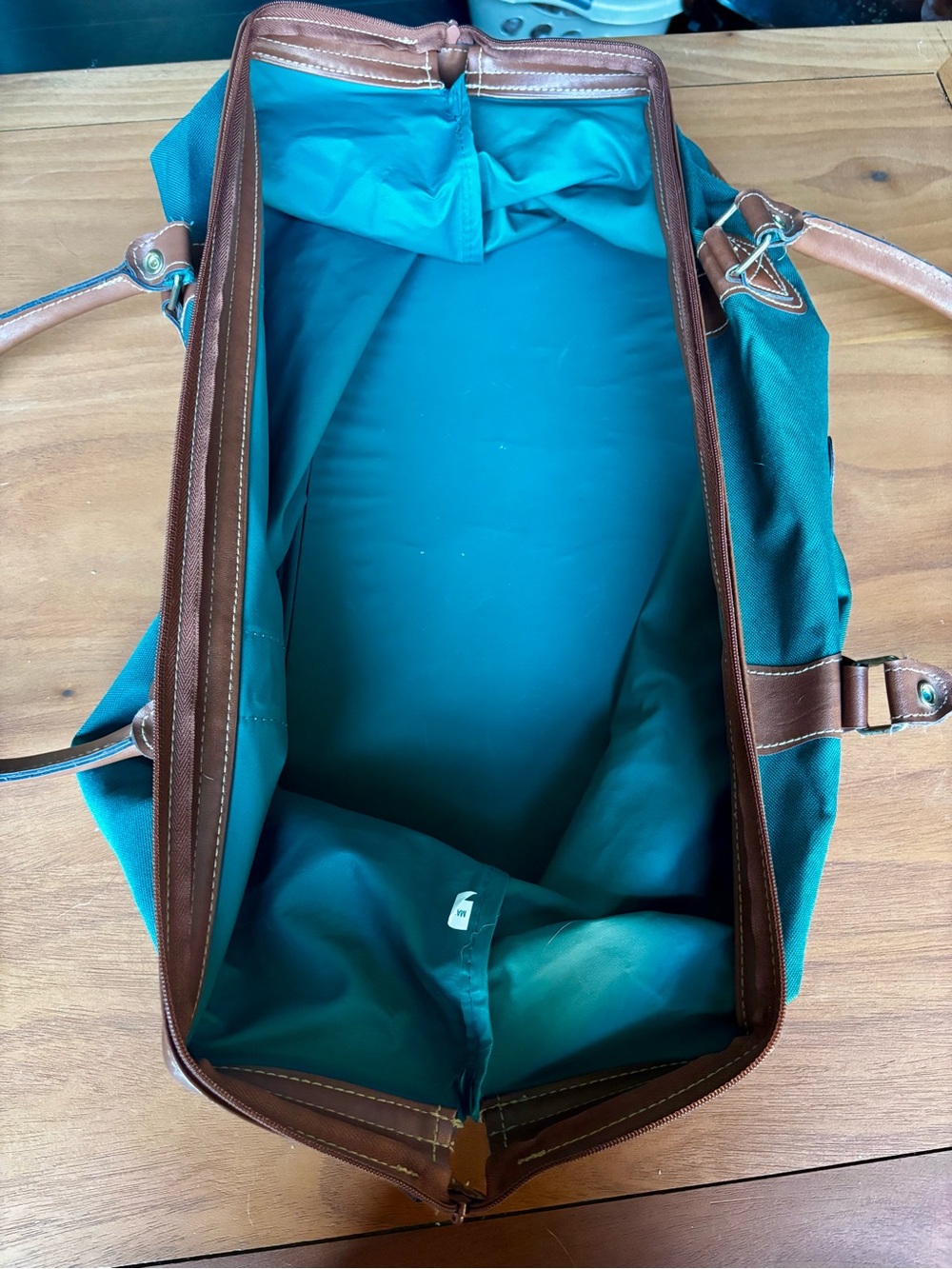 VTG iconic Polo Ralph Lauren Green Canvas Travel Tote with Brown Leather Trim - Picture 8 of 9